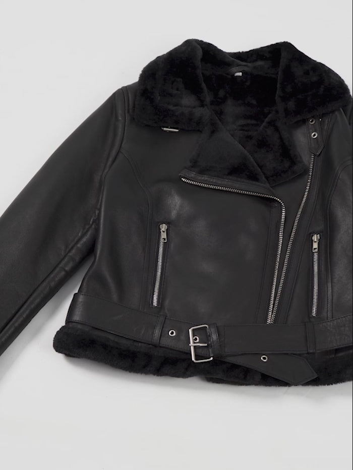 Agnes Shearling Women Jacket Black video